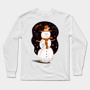 Snowman on Christmas night Long Sleeve T-Shirt